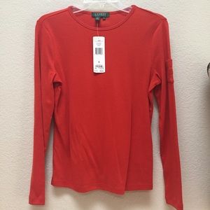 Women’s Ralph Lauren red long sleeve pocket tee S